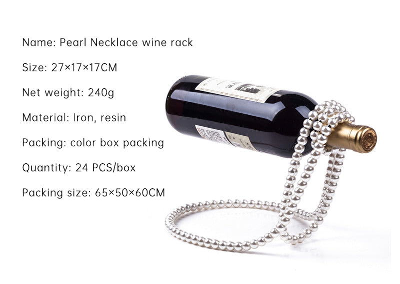 Luxe Divine Collection ~ Pearl Necklace Stainless Steel Wine Rack