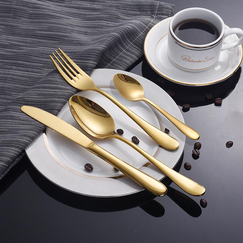 Luxe Divine Collection ~ Gold Tableware Set Stainless Steel Cutlery Set 4 Gold Knife Cutlery Cutlery Dinner Package European Style