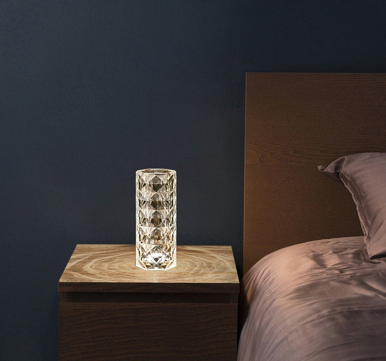 Luxe Divine Collection ~ Crystal Lamp USB Table Lamps, Touch Dimming, Diamond Night Light, Projector Home Decor