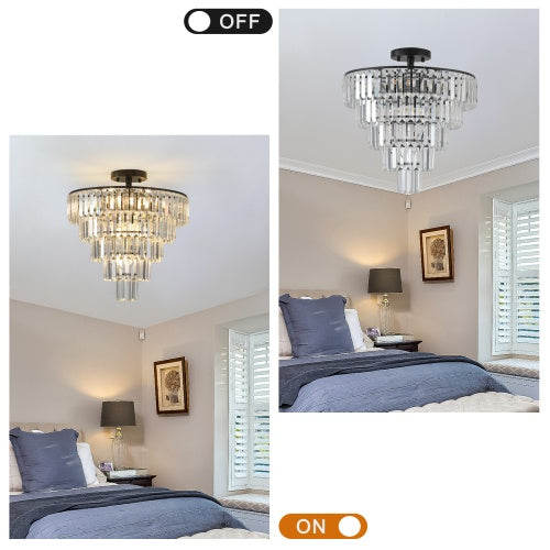 Luxe Divine Collection ~ Large Black Crystal Chandelier, Contemporary Style Chandelier, Dining Room, Living Room, Bedroom - Bulb Not Included