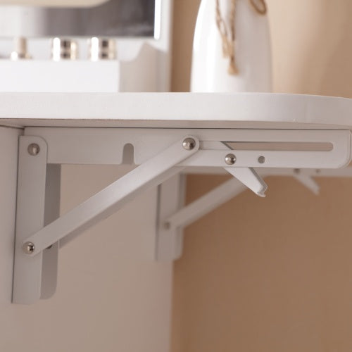 Luxe Divine Collection ~ Vanity Desk With Lighted Mirror & Power Outlet, Makeup Vanity Desk With Drawers And Large Storage Cabinet For Bedroom, 3 Lighting Modes Adjustable Brightness, Storage Stool, White