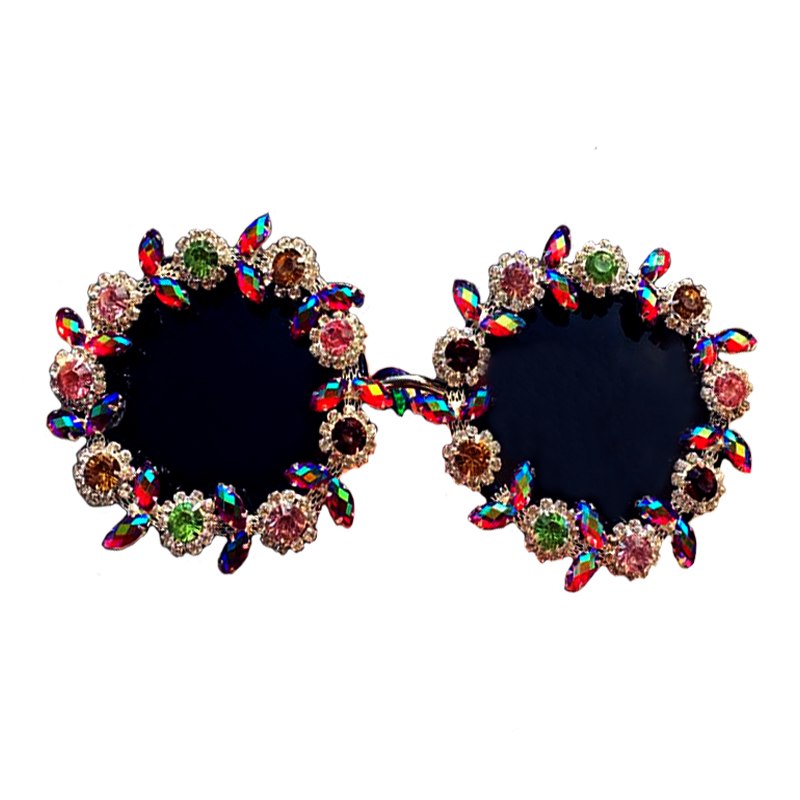 Luxe Divine Collection ~ Handmade Vintage Gems Round Sunglasses