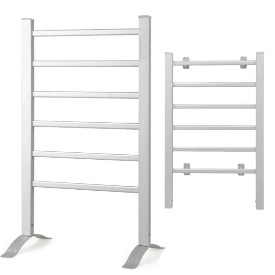 Luxe Divine Collection ~ Electric Heated Towel Rack or Wall Mounted Towel Warmer, 6 Stainless Steel Bars Drying Rack