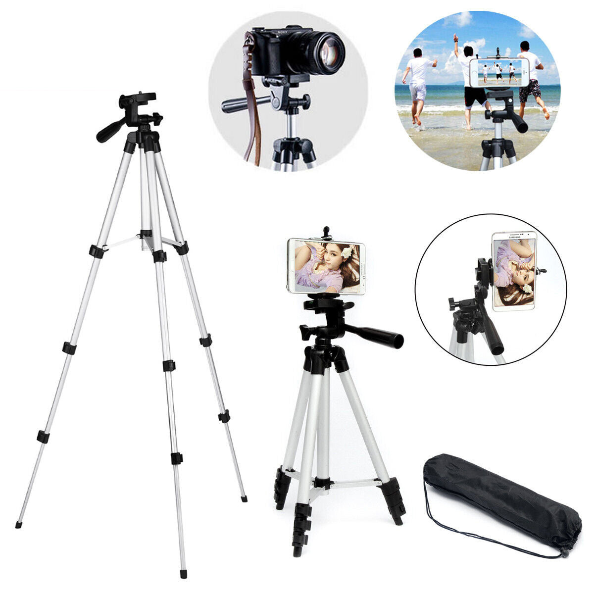Luxe Divine Collection ~ Professional Camera Tripod For Cell Phone, Portable, Great for Live Stream, Carry Bag Included