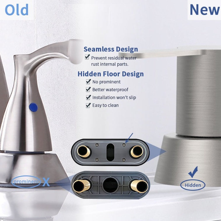 Luxe Divine Collection ~ 2 Handles Bathroom Sink Brushed Nickel Centerset RV Bathroom Faucets For 2 3 Hole