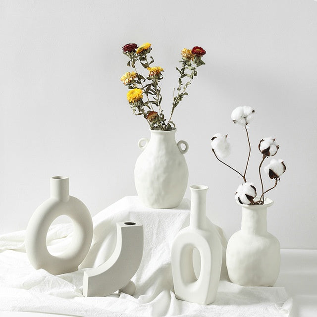 Luxe Divine Collection ~ Nordic Home Decor Ceramic White Vases Minimalistic Decor