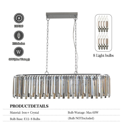 Luxe Divine Collection ~ Modern Oval Crystal Chandelier Luxury Home Decor Fixtures - No Bulbs