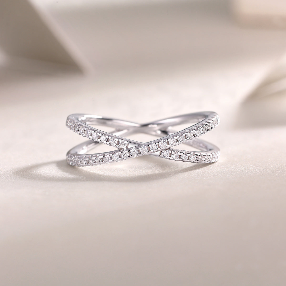 Luxe Divine Collection ~ Double Band Moissanite Silver Ring