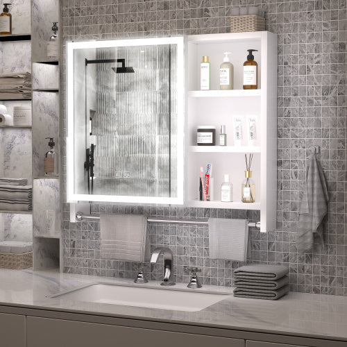 Luxe Divine Collection ~ Modern 32x28 Inch Bathroom Cabinet With Mirror And LED Lights