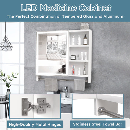 Luxe Divine Collection ~ Modern 32x28 Inch Bathroom Cabinet With Mirror And LED Lights