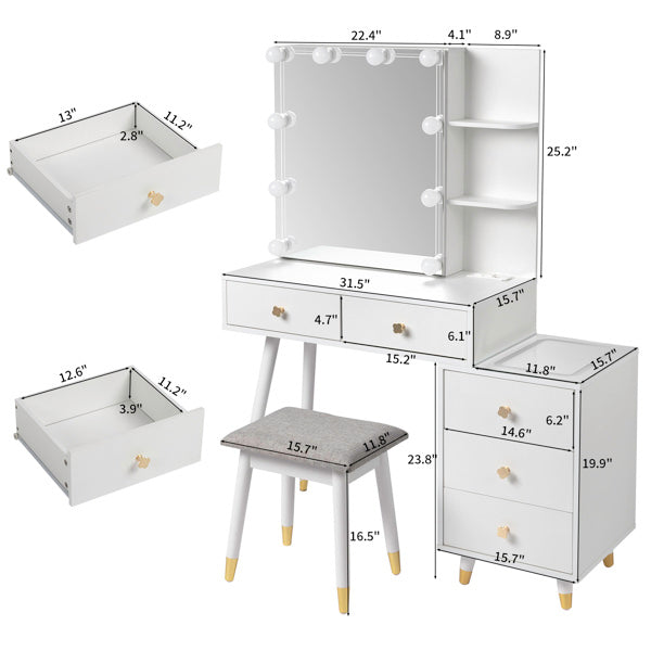 Luxe Divine Collection ~ White Vanity Dressing Table Set