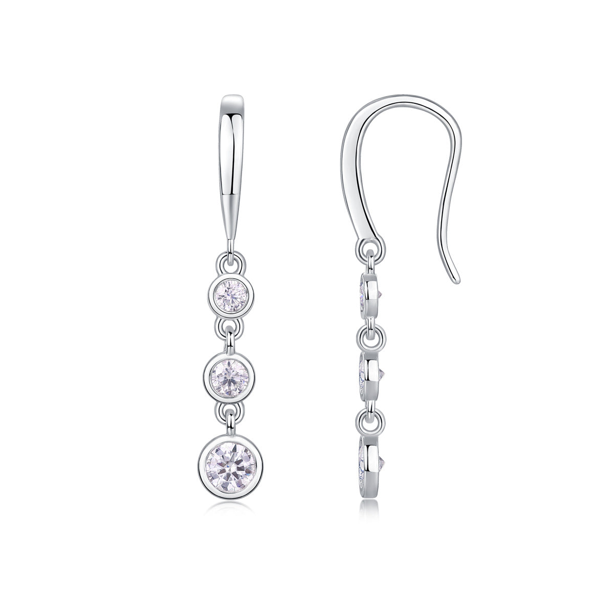Luxe Divine Collection ~ Classic Multi-diamond Set Moissanite Silver Earrings