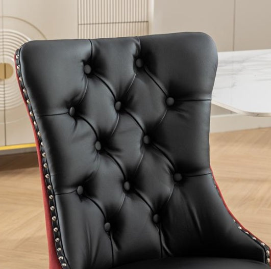 Luxe Divine Collection ~ Collection, Modern High-End Tufted Solid Wood PU & Velvet Upholstered Dining Chair-2 Piece Set