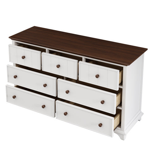 Luxe Divine Collection ~ Wooden Captain Seven-Drawer Dresser For Bedroom, Living Room, Kids' Room, White Walnut