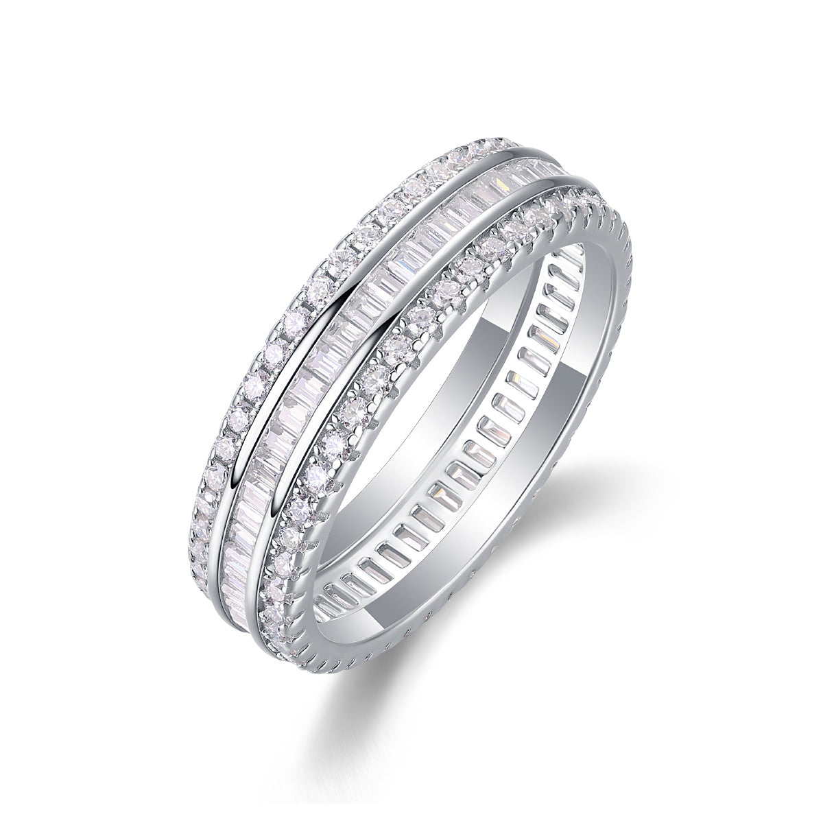 Luxe Divine Collection ~ Three Row Moissanite and Silver Ring