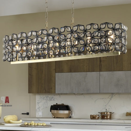 Luxe Divine Collection ~ Modern Champagne Gold Oval Crystal Chandelier