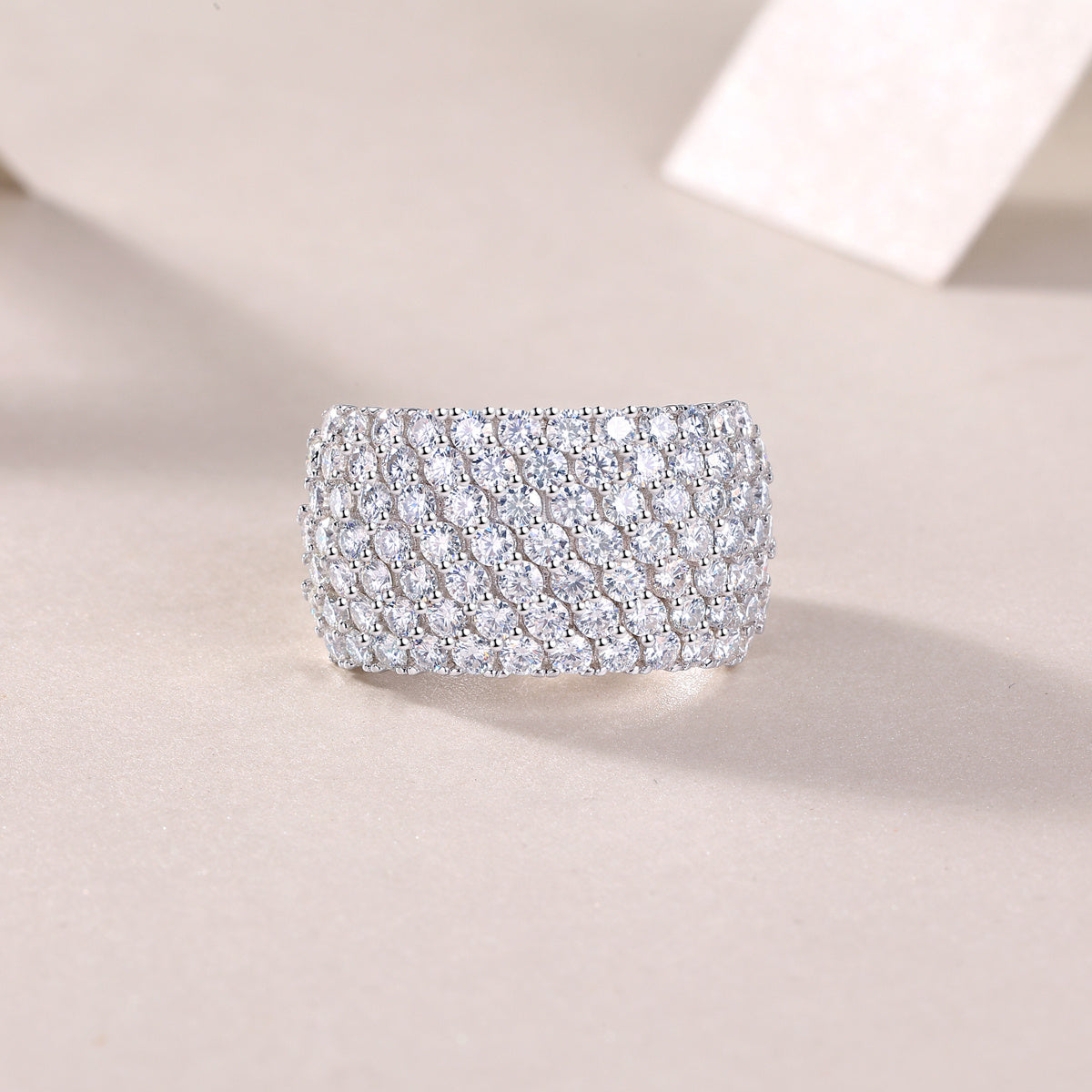 Luxe Divine Collection ~ Multiple Row Moissanite and Silver Ring