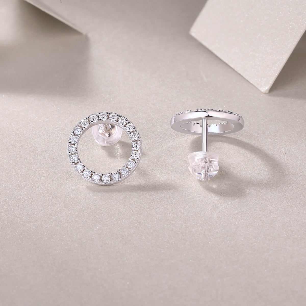 Luxe Divine Collection~ Round Moissanite Silver Earrings