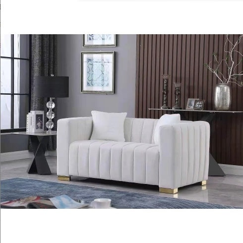 Luxe Divine Collection ~ A Modern Channel LoveSeat Sofa, Grey or White