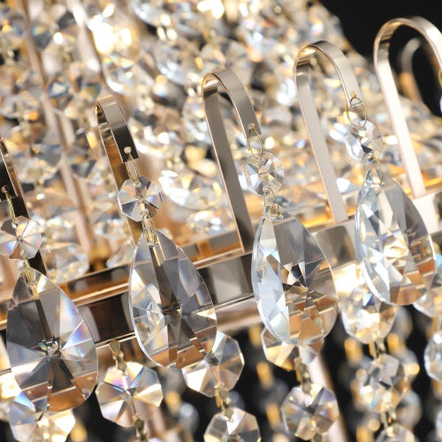 Luxe Divine Collection ~ Golden Crystal Chandelier, Large Modern Luxury Chandelier, Suitable For Living Room, Dining Room, Bedroom, Hallway - Bulb not Included