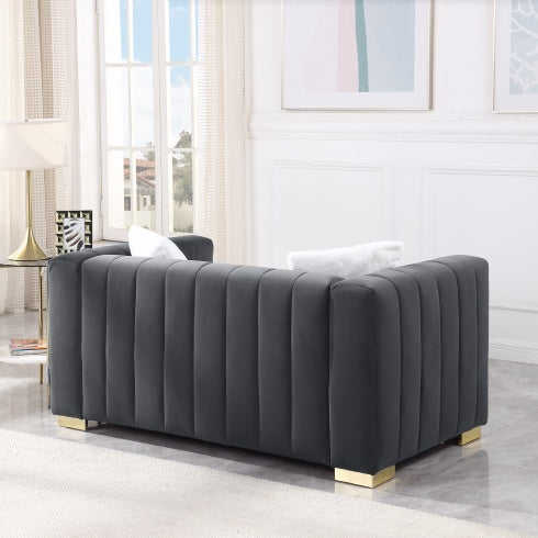 Luxe Divine Collection ~ A Modern Channel LoveSeat Sofa, Grey or White