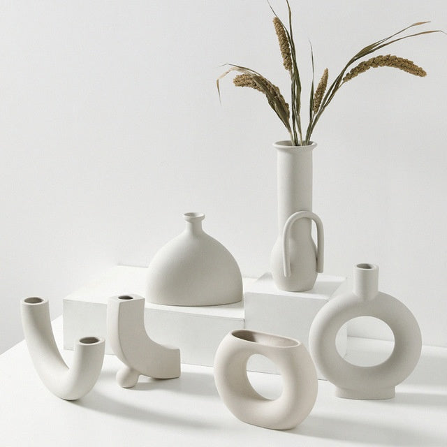 Luxe Divine Collection ~ Nordic Home Decor Ceramic White Vases Minimalistic Decor