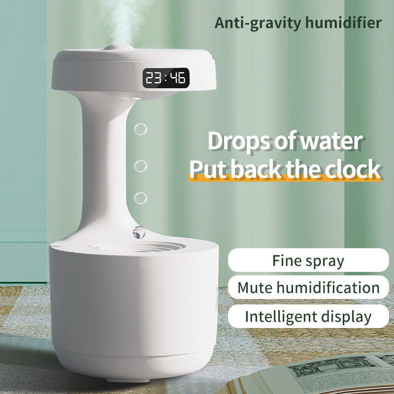 Luxe Divine Collection ~ Anti-Gravity Humidifier With Clock Water Drop Backflow Aroma Diffuser