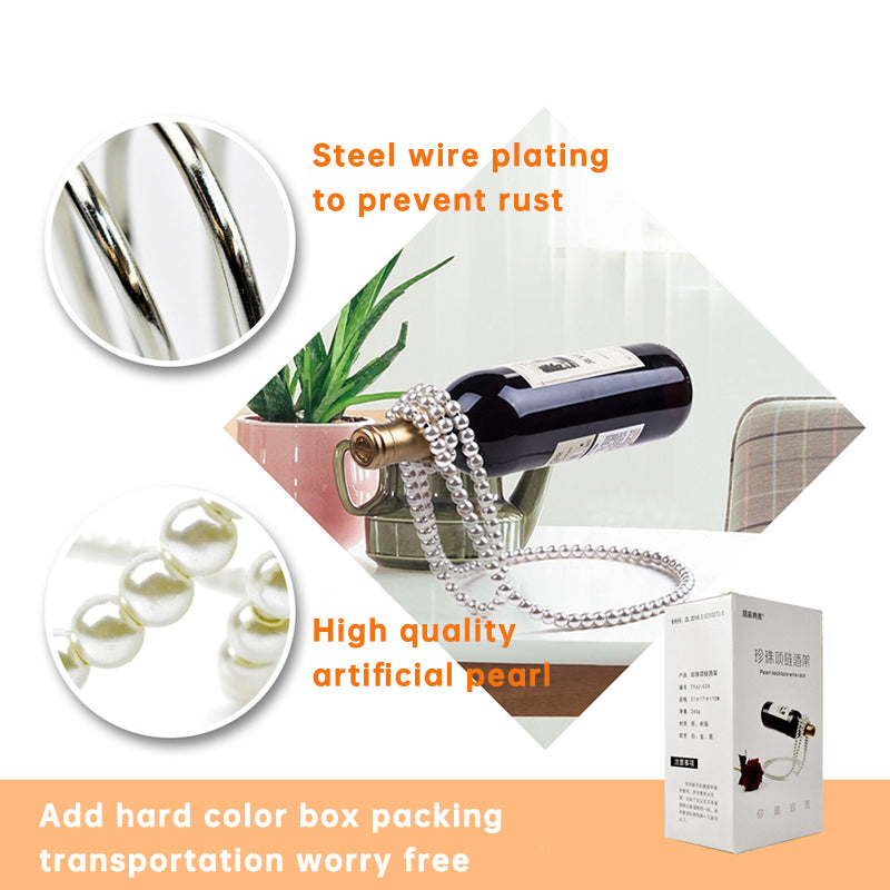 Luxe Divine Collection ~ Pearl Necklace Stainless Steel Wine Rack