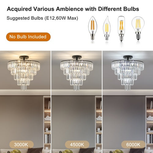 Luxe Divine Collection ~ Large Black Crystal Chandelier, Contemporary Style Chandelier, Dining Room, Living Room, Bedroom - Bulb Not Included