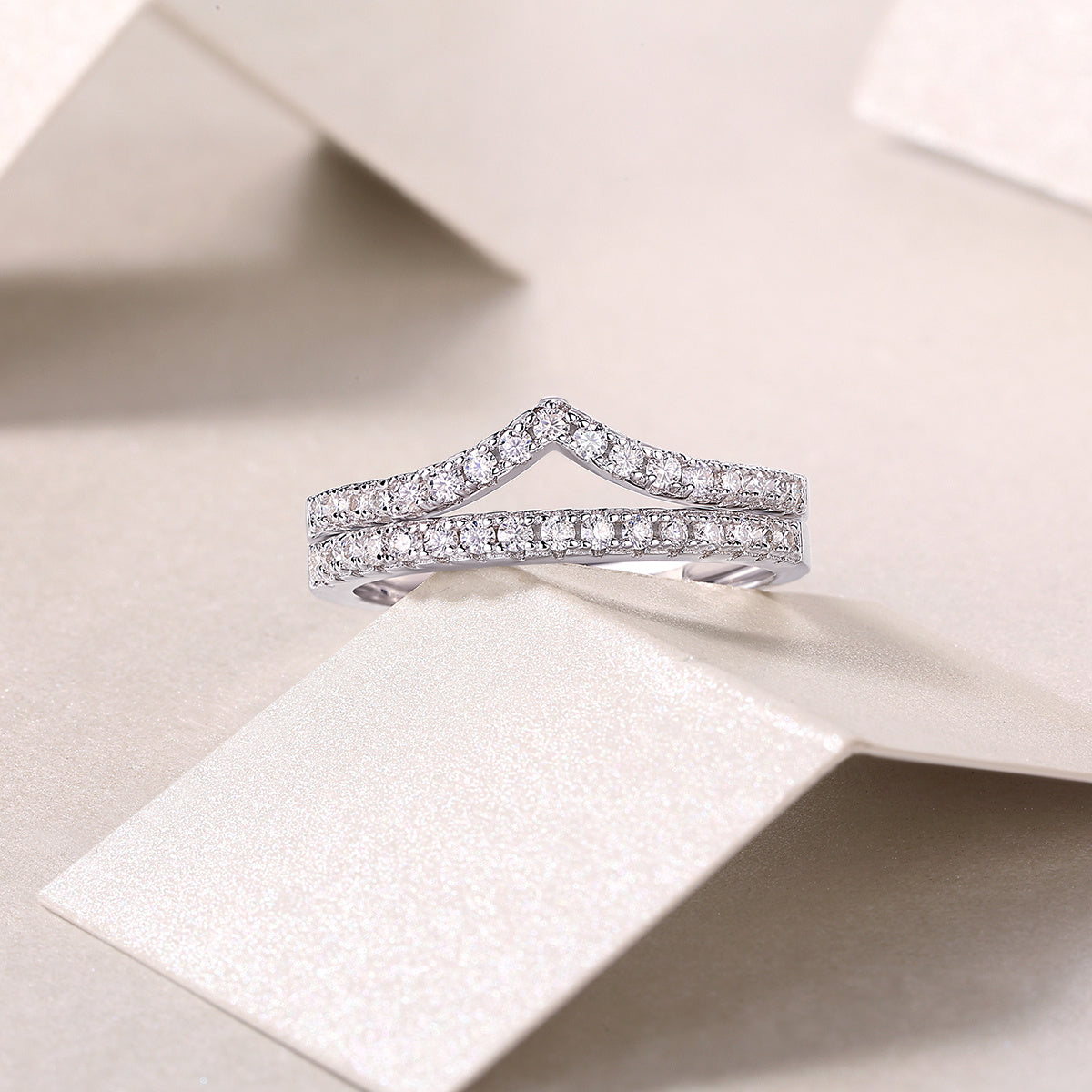 Luxe Divine Collection ~ Crown Diamond Moissanite Silver Ring