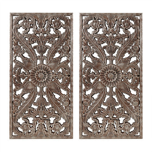 Luxe Divine Collection ~ Distressed Carved Wood 2-piece Wall Decor Set