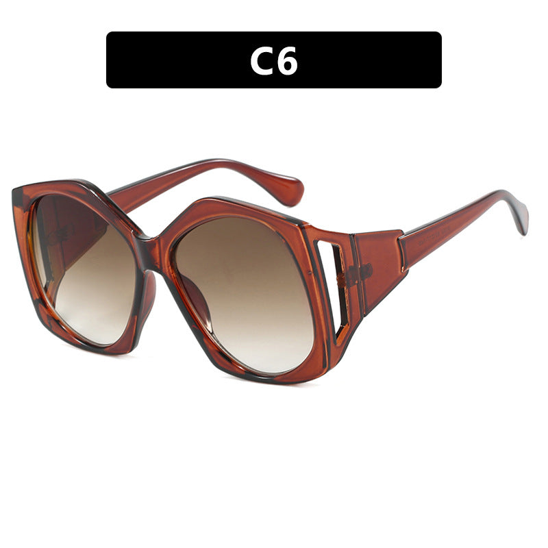 Luxe Divine Collection ~ Large Frame Irregular Polygon Sunglasses, Multiple Colors