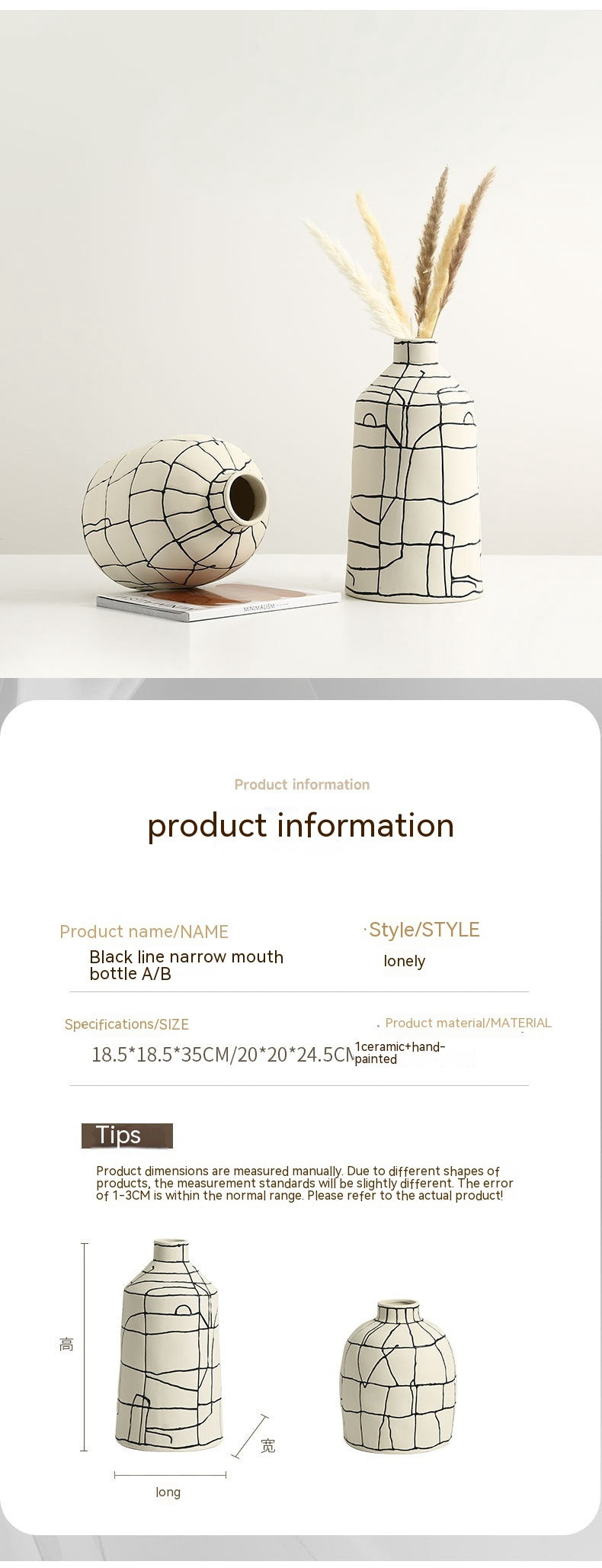 Luxe Divine Collection ~ Italian Minimalist Hand-painted Ceramic Vase