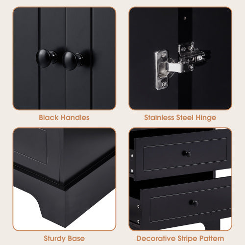 Cabinet With 2 Doors And 4 Drawers For Bathroom, Office