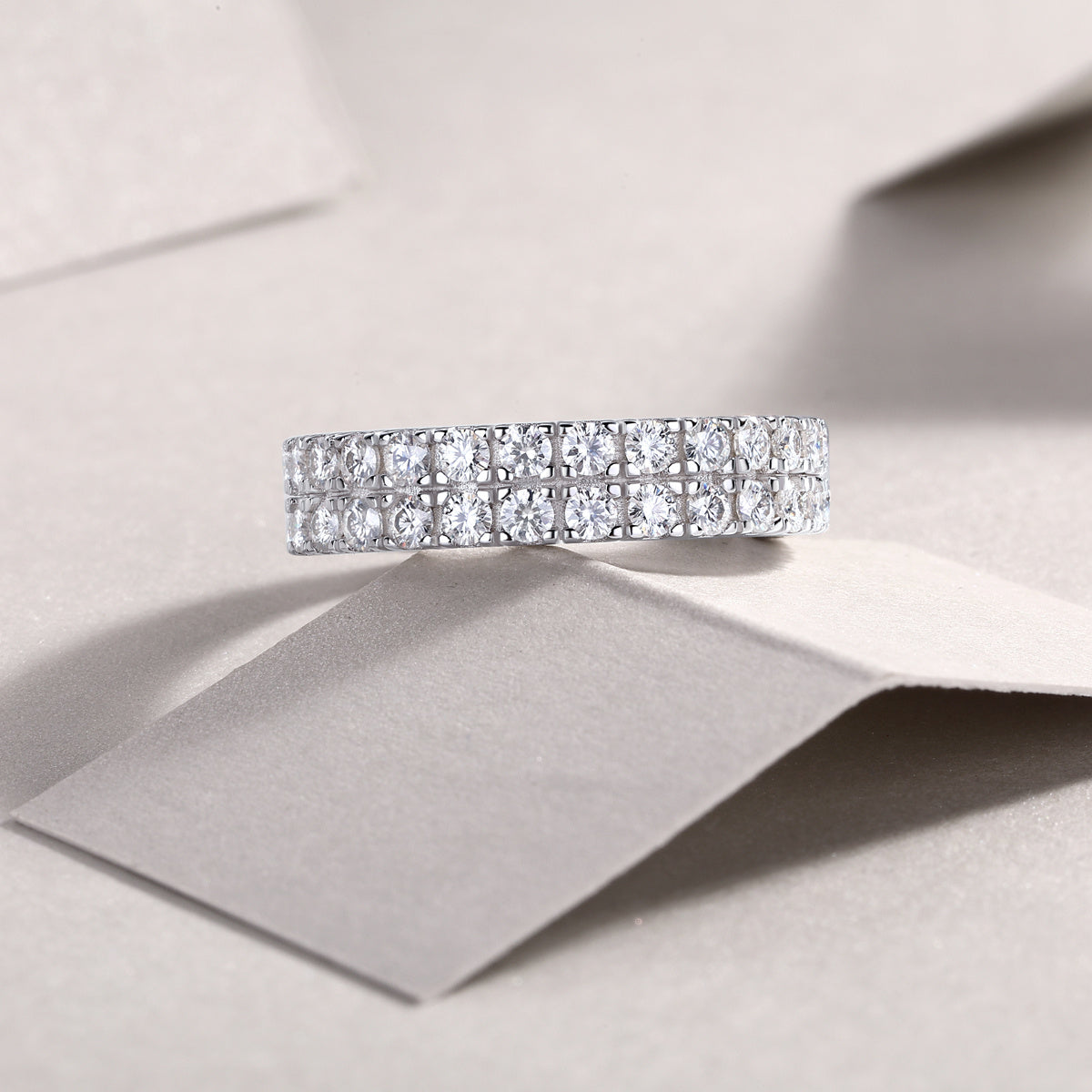Luxe Divine Collection ~ Multi-row Diamond Moissanite Silver Ring