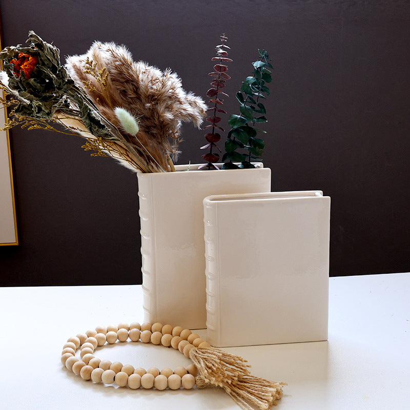 Luxe Divine Collection ~ Book Vase - Ceramic, Cute & for Home Decor, with Flower & Shelf Options