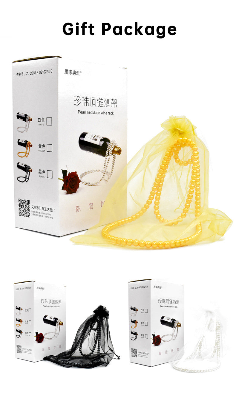 Luxe Divine Collection ~ Pearl Necklace Stainless Steel Wine Rack