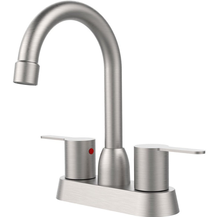 Luxe Divine Collection ~ 2 Handles Bathroom Sink Brushed Nickel Centerset RV Bathroom Faucets For 2 3 Hole