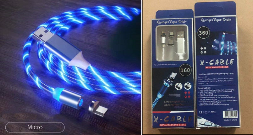 Luxe Divine Collection ~ Magnetic Charging Cable Streamer Fast Charging Cable Lighting, in Micro, USB Cable, LED, Magnet Charger Type-C Cable