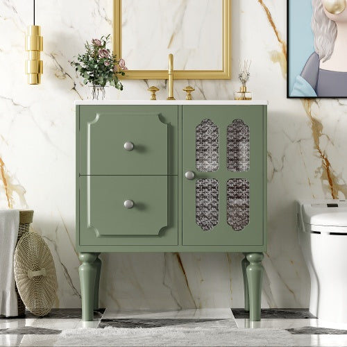 Luxe Divine Collection ~ Vintage Style 30inch Bathroom Vanity With Ceramic Sink Combination