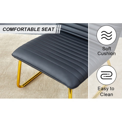 Luxe Divine Collection ~ Black Minimalist Armless Sofa Chair With PU Backrest And Golden Metal Legs, For Office or Home