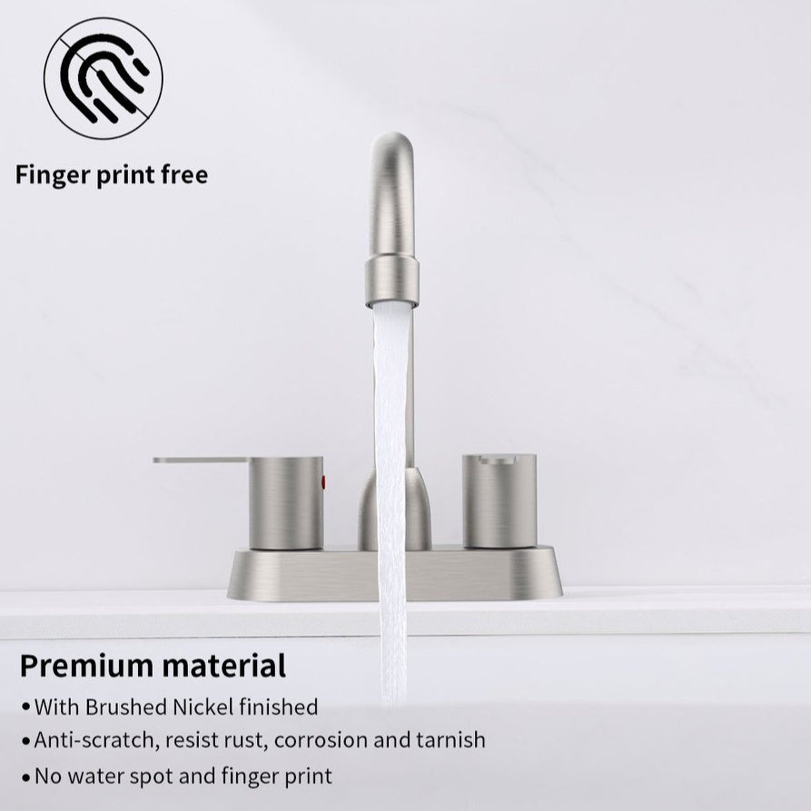 Luxe Divine Collection ~ 2 Handles Bathroom Sink Brushed Nickel Centerset RV Bathroom Faucets For 2 3 Hole