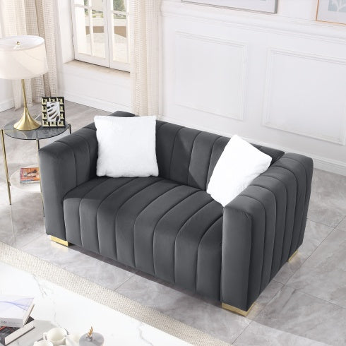 Luxe Divine Collection ~ A Modern Channel LoveSeat Sofa, Grey or White