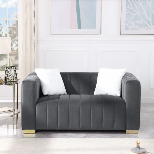 Luxe Divine Collection ~ A Modern Channel LoveSeat Sofa, Grey or White