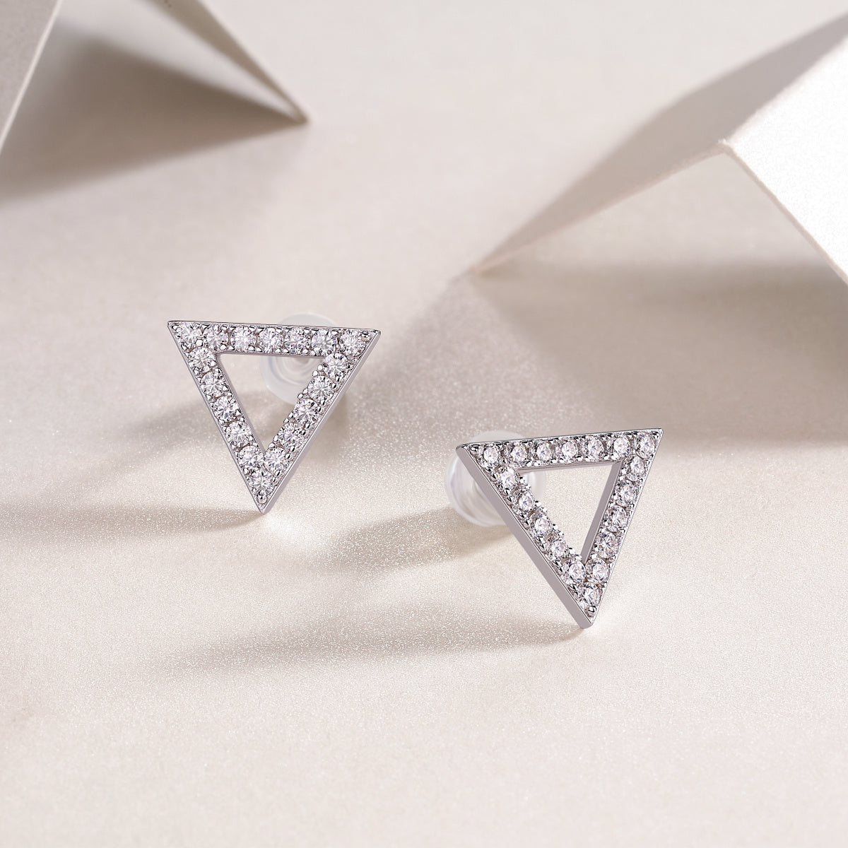 Luxe Divine Collection ~ Triangle Moissanite Silver Earrings