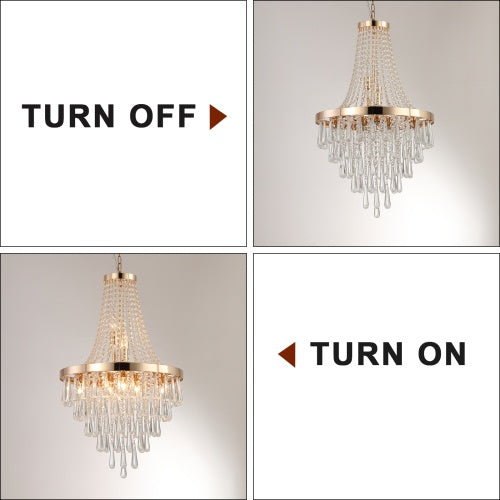 Luxe Divine Collection ~ Golden Crystal Chandelier, Large Modern Luxury Chandelier For Living Room, Dining Room, Bedroom, Hallway - Bulb Not Included