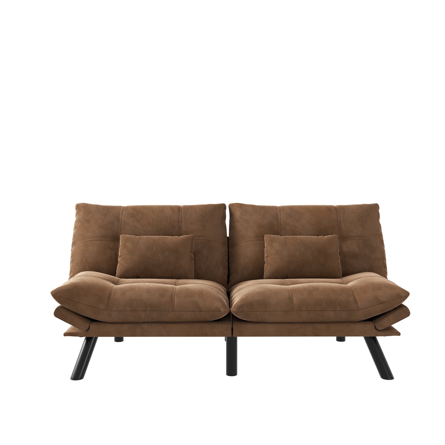 Luxe Divine Collection ~ Leather Feeling Brown Convertible Folding Modern Sofa Bed
