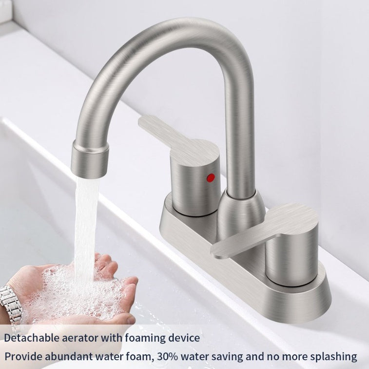 Luxe Divine Collection ~ 2 Handles Bathroom Sink Brushed Nickel Centerset RV Bathroom Faucets For 2 3 Hole