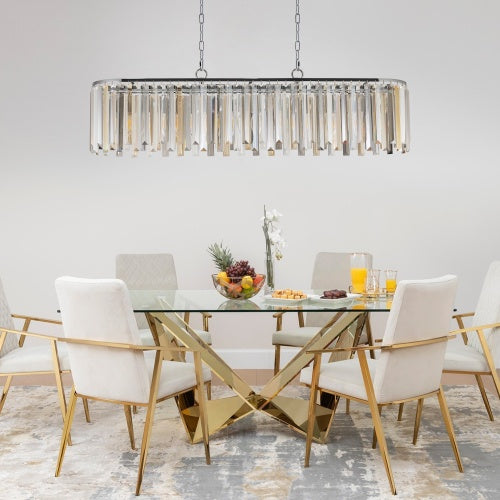 Luxe Divine Collection ~ Modern Oval Crystal Chandelier Luxury Home Decor Fixtures - No Bulbs