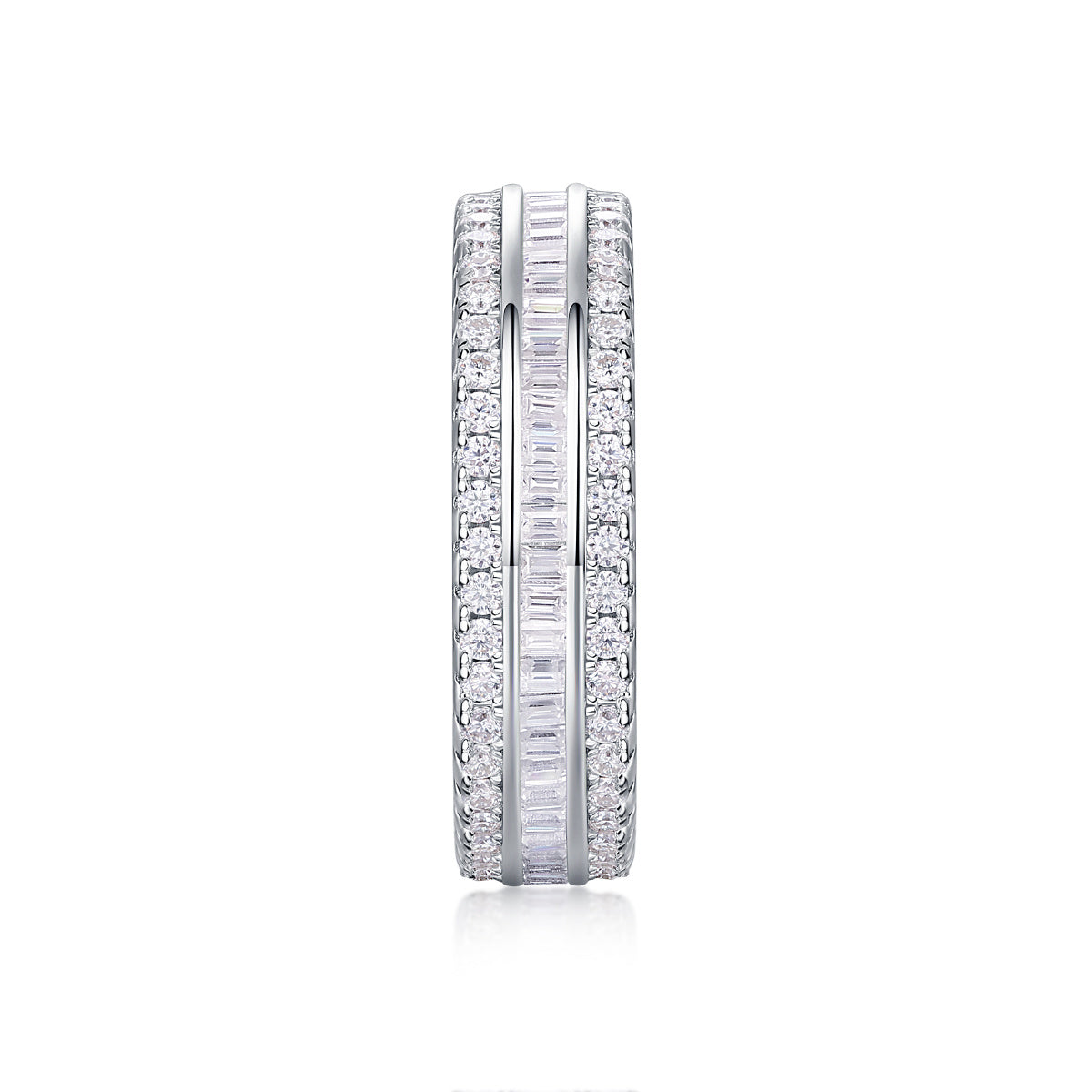 Luxe Divine Collection ~ Three Row Moissanite and Silver Ring